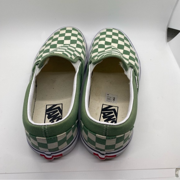 Vans Slip On classics in Shale (Green) and True White checkered pattern W 8.5 - Picture 6 of 7